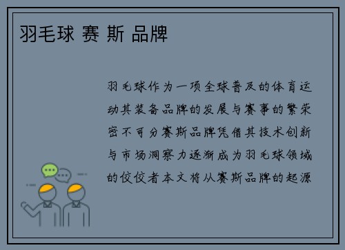 羽毛球 赛 斯 品牌