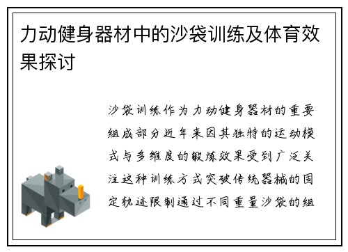 力动健身器材中的沙袋训练及体育效果探讨